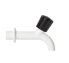 TORNEIRA P.TANQUE 10CM C.BICO BRANCO E PRETO PLASTICA 3.4”* - REBOUCAS