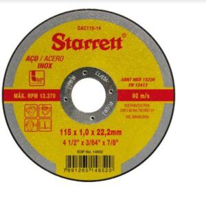 DISCO CORTE INOX 4.1/2X1,0X22,2 - STARRETT