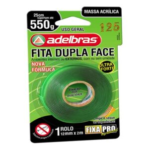 FITA ADESIVA DUPLA FACE 2MX12MM FIXAPRO - ADELBRAS