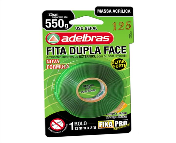 FITA ADESIVA DUPLA FACE 2MX12MM FIXAPRO - ADELBRAS