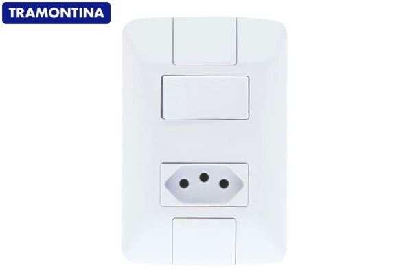 INTERRUPTOR SIMPLES+1TOMADA 10A BRANCO ARIA - TRAMONTINA