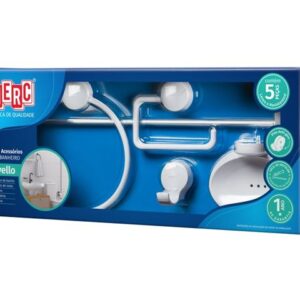 KIT BANHEIRO 5 PECAS PVC BRANCO LAVELLO - HERC