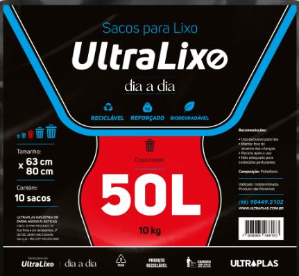 SACO LIXO 50L PRETO - ULTRALIXO